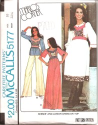 5177 1976 PEASANT EMPIRE YOKE MIDRIFF DRESS, TOP PATTERN 14 36